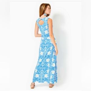 Lilly Pulitzer Noelle Maxi Dress - Lunar Blue My Flutter Half Size large NWT